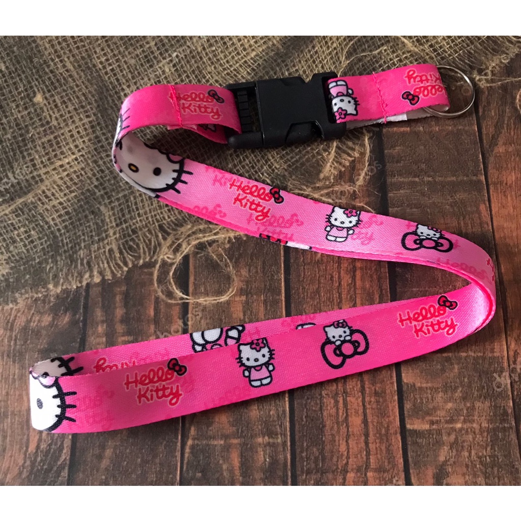 Cordão para pescoço Hello Kit chaveiro Tirante com engate rápido para moto, chaveiro, chupeta ou crachá Rosa