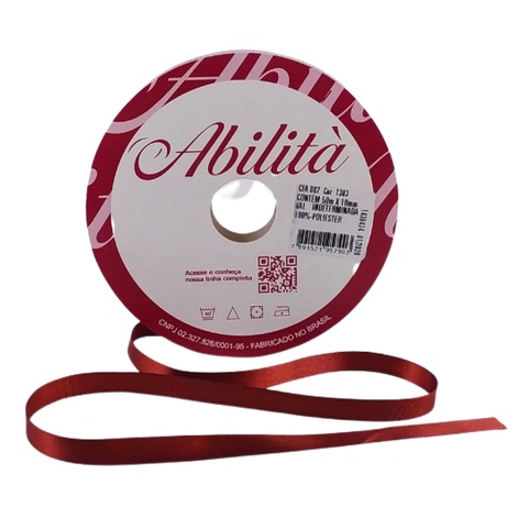 Fita Cetim Nº02 Rolo 50m, 10mm - 01 Unidade - Ideal para decoração, artesanato, lembrancinha, aniversário e pet