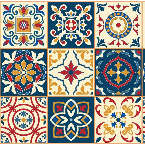 Papel De Parede Azulejo Português Azul Bege Adesivo Autocolante Vinílico Para Banheiro Cozinha  10m