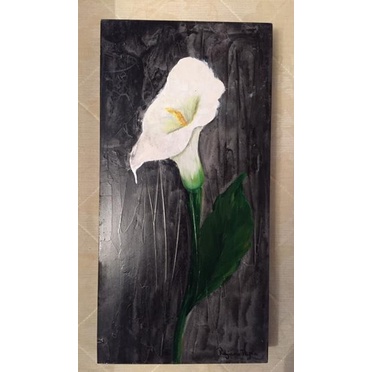 Quadro decorativo óleo sobre tela - motivo: copo de leite