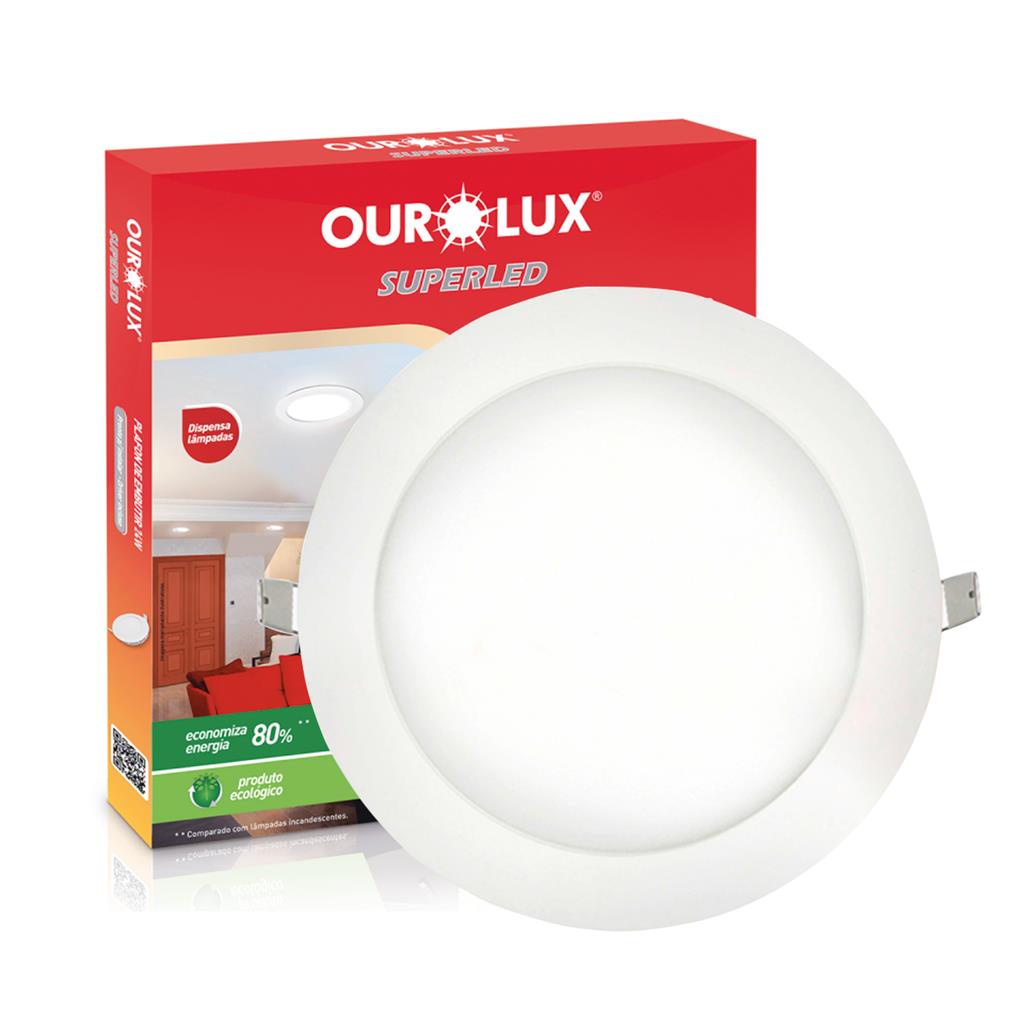Plafon Led Embutir Redondo 18W Bivolt Luz Neutra 4000K Ourolux em Oferta na Shopee