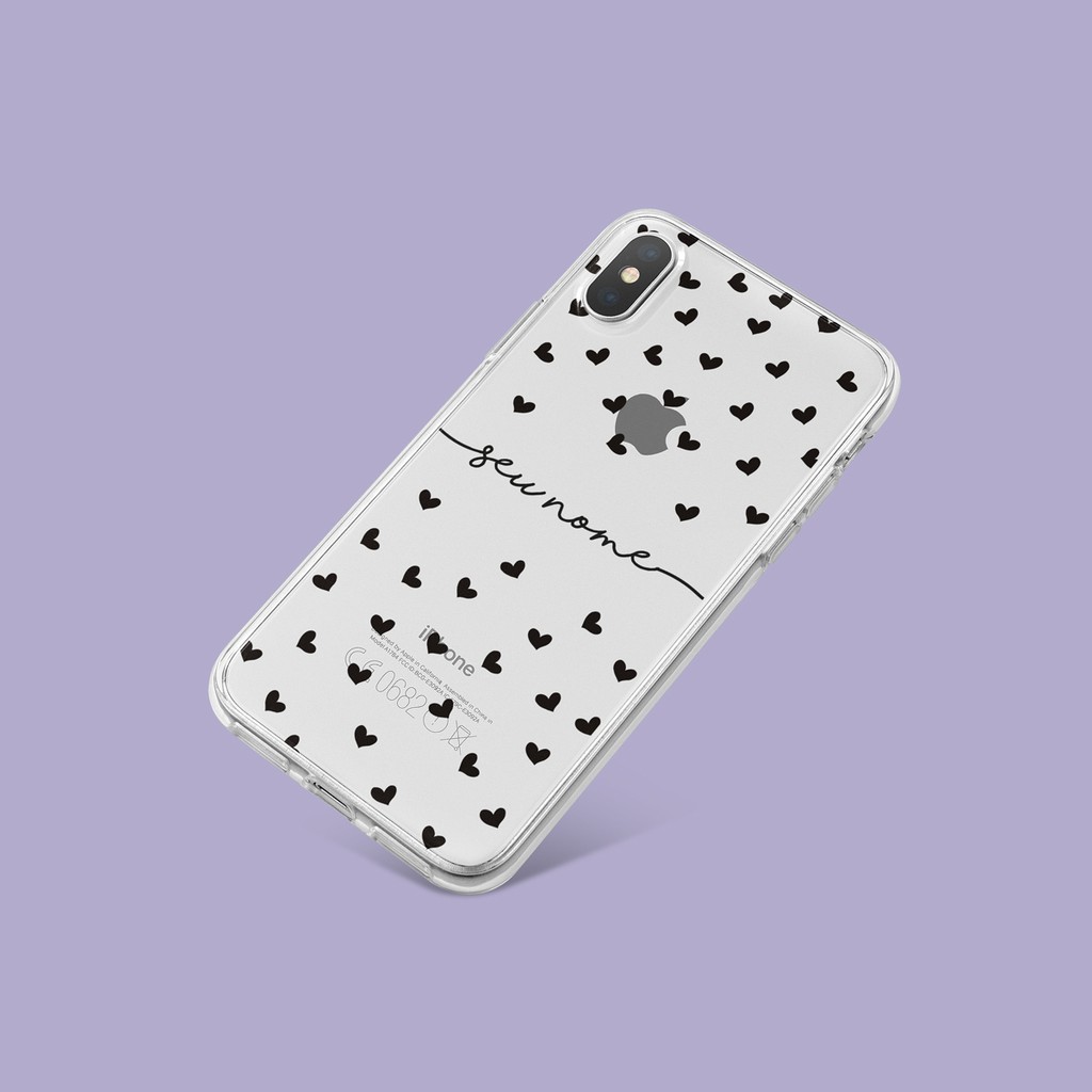 Capa Capinha de Celular Corações Black sem Fundo - detalhe