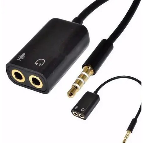 COMPACTO PRETO = ADAPTADOR DE FONE DE OUVIDO MAIS MICROFONE COMBO P3 P2 HEADSET PS3 PS4 XBOX