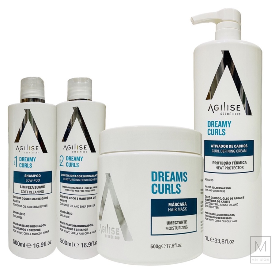 Kit Crespos Cachos Ativador Shampoo Condicionador Máscara Agilise Dreamy Curls