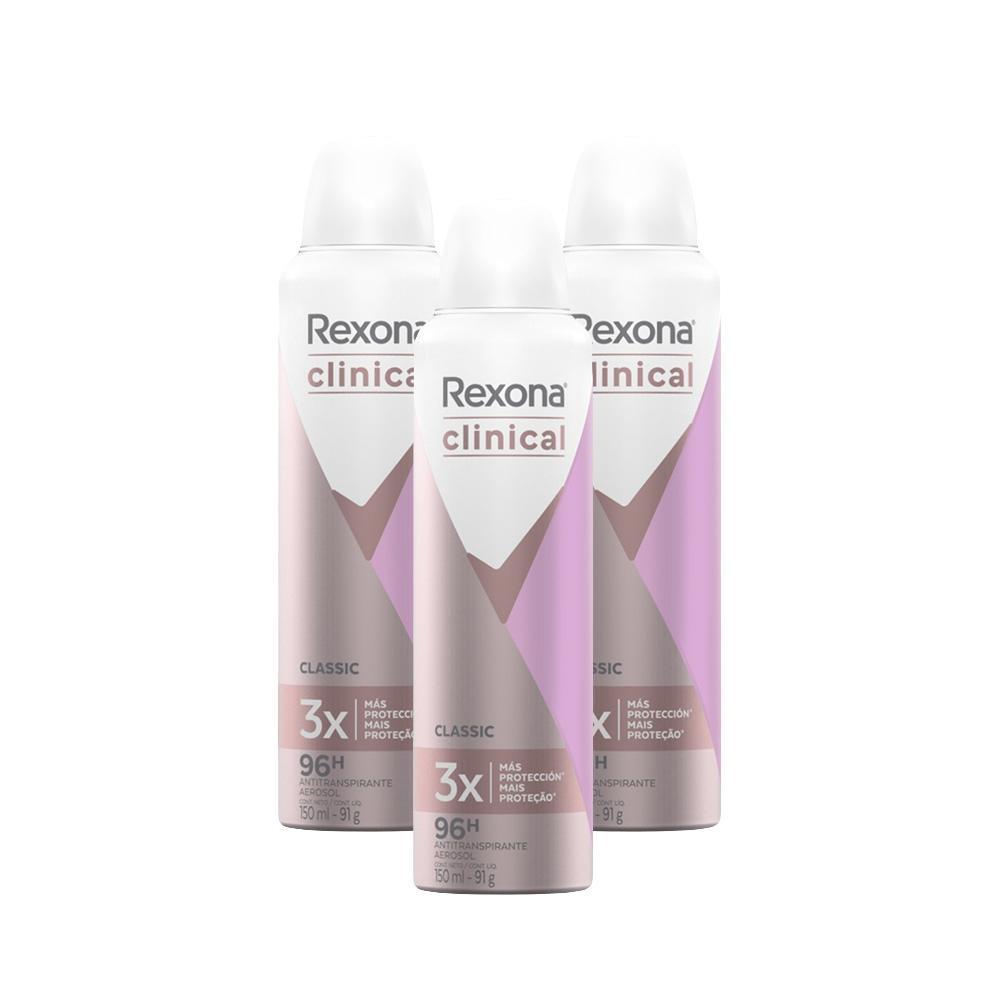 Kit 3 Desodorante Rexona Clinical Classic 150 ml em Oferta na Shopee