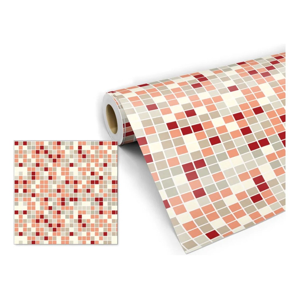 Papel De Parede Vinílico Lavável Com Estampa De Pastilhas Para Sua Cozinha Ou Banheiro Pastilha 22