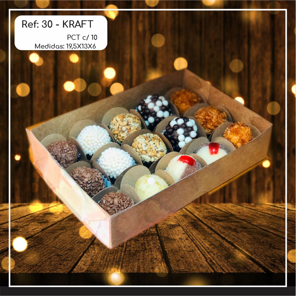 10~50  Caixas Embalagem 15 Doces Com Visor em  Acetato KRAFT 19,5x13x6 - Ref. 30  (Chocobraz ) em Oferta na Shopee