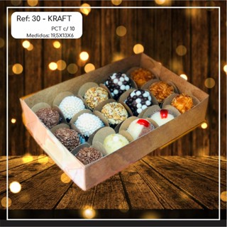10~50  Caixas Embalagem 15 Doces Com Visor em  Acetato KRAFT 19,5x13x6 - Ref. 30  (Chocobraz ) em Oferta na Shopee