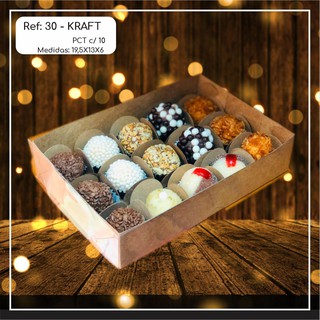 10~50  Caixas Embalagem 15 Doces Com Visor em  Acetato KRAFT 19,5x13x6 - Ref. 30  (Chocobraz ) em Oferta na Shopee