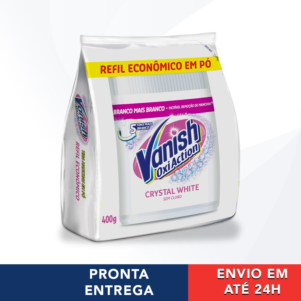 Vanish Oxiaction 400g tira manchas roupas tecidos sem cloro branco e Rosa