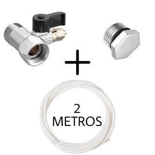 Adaptador Válvula Conexão Filtro Purificador de Água Electrolux Com Tampão e Mangueira 2m