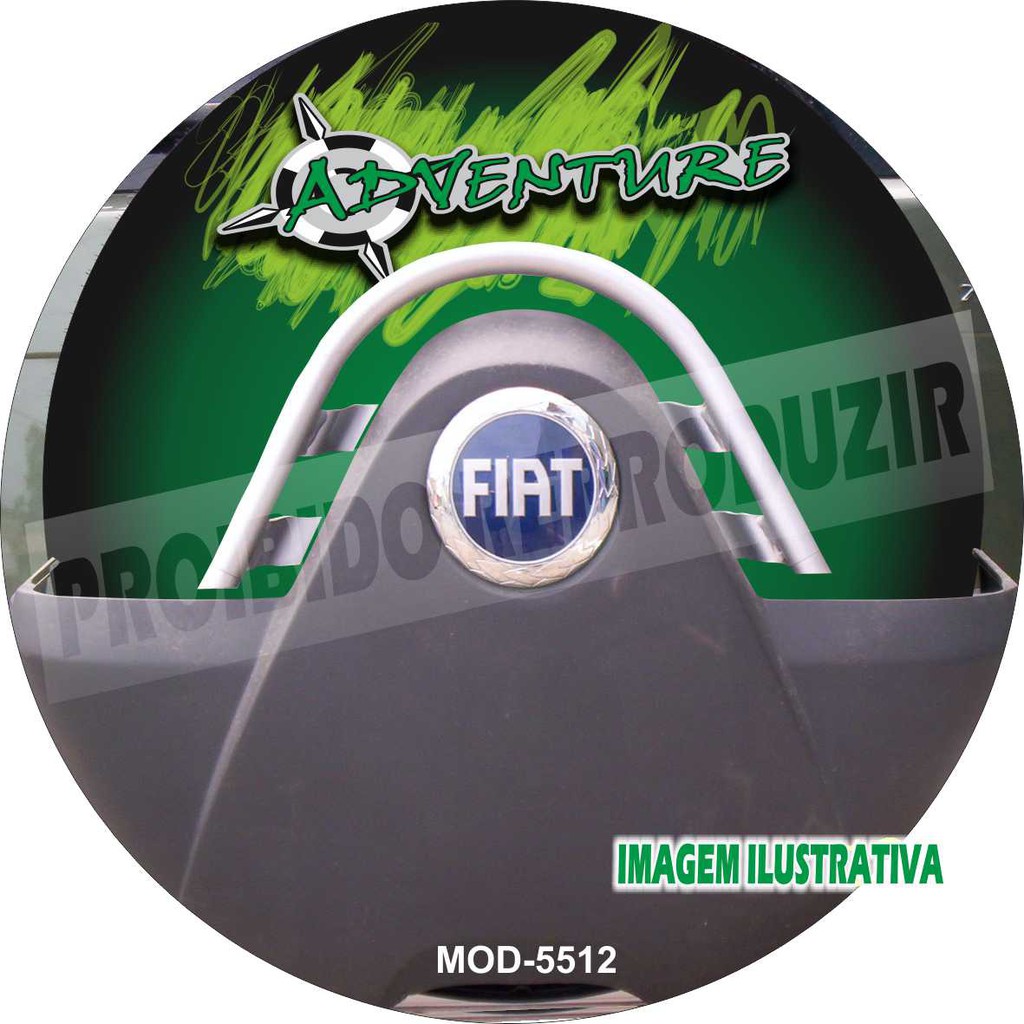 Capa Estepe Personalizada Fiat Idea Doblo modelo novo Adventure Verde com furo central 205x70x15
