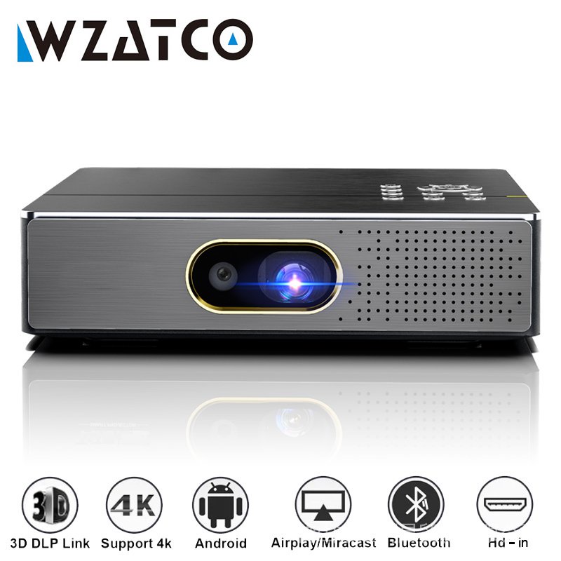 Wzatco s5 mini Projetor Portátil dlp 3d 4k 5g wifi smart android9.0 Para Casa beamer cinema hd Completo 1080p Vídeo laser proyector