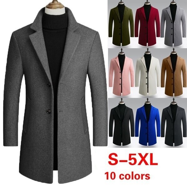 Lazer Masculino Seções Longas Casacos De Lã Puro Cor Casual Moda Masculina Sobrecapa