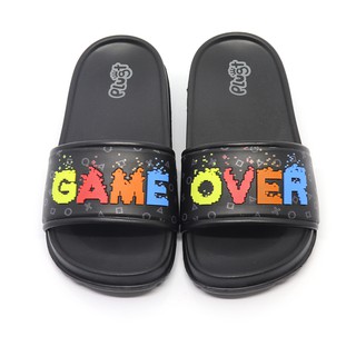 Chinelo Slide Infantil Plugt Menino Jogo Game Over Preto