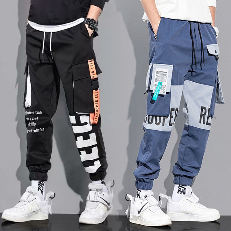 Calças masculinas streetwear hip hop joggers veludo solto