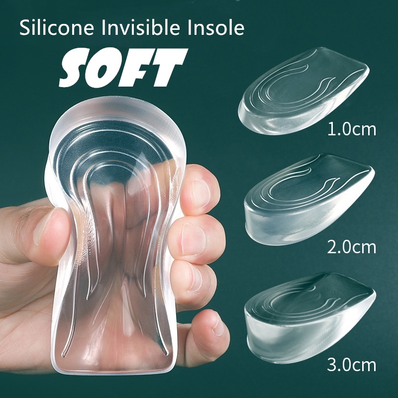 Palmilha De Silicone Transparente Invisível Aumentar A Altura/Calcanhar Gel Unissex