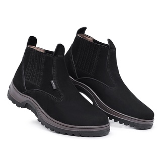 Bota Botina Coturno Masculina Preto 500 Cano Curto Confortável Trabalho Casual