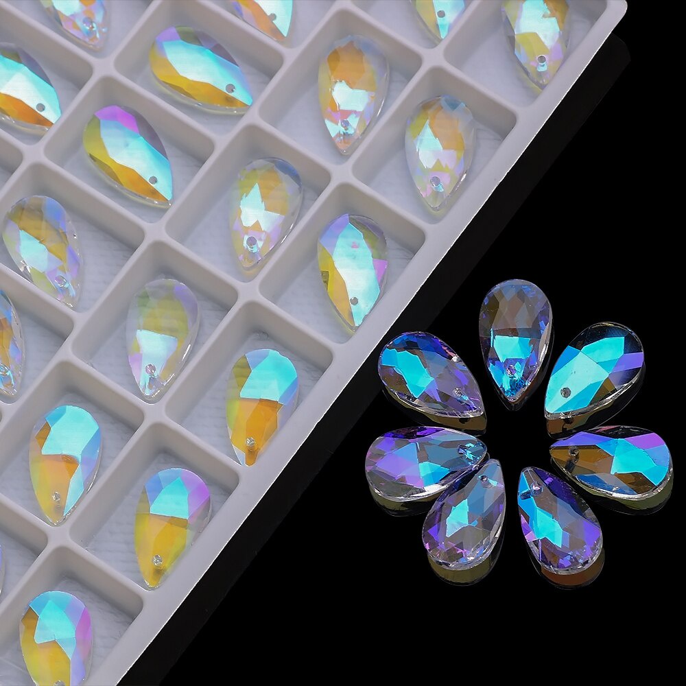 ZhuBI 13x22/17x28 Milímetros Gota De Vidro Beads Limpar Cristal Teardrop Pingentes Jóias Fazendo Suprimentos Artesanato Para Contas De Moda Pulseira Diy Kit Colar Brinco Anel Acessórios Conjuntos em Oferta na Shopee