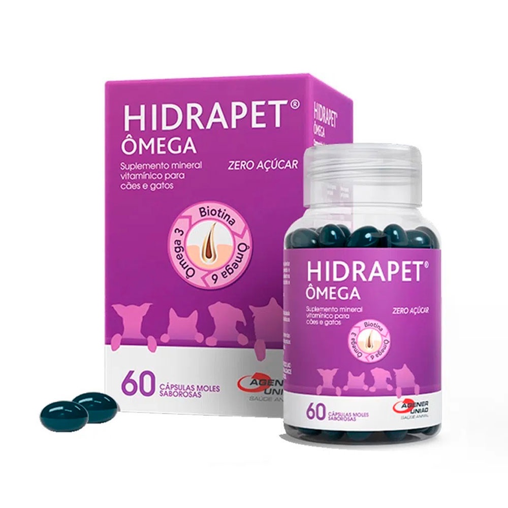 Suplemento Hidrapet Ômega Cães e Gatos Agener União C/60 Cápsulas em Oferta na Shopee