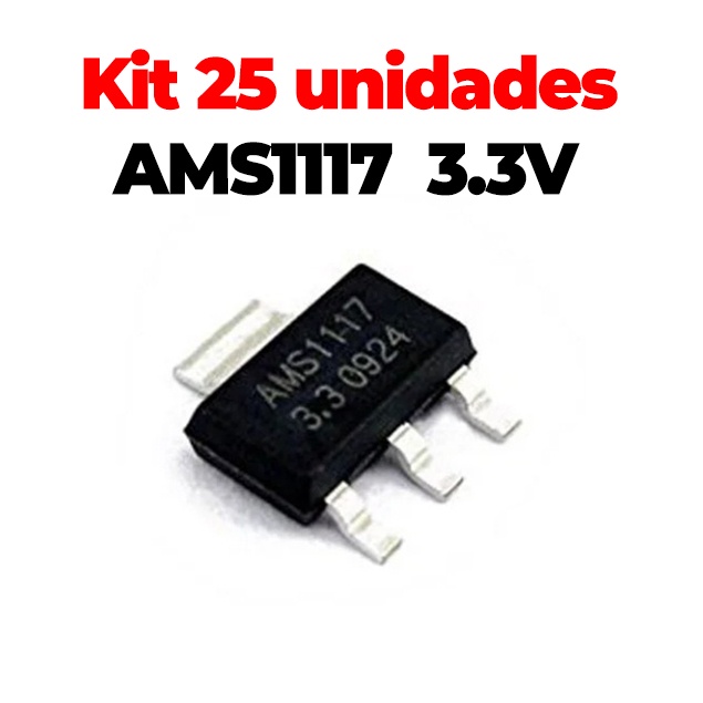 25pçs Regulador Tensao Ams1117 3v3 3.3v Ams Novo