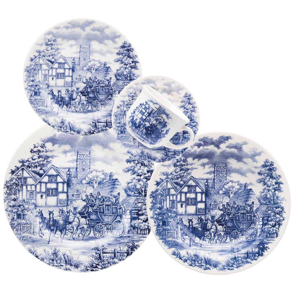 Aparelho de Jantar e Chá 20 Peças Donna Cena Inglesa em Oferta na Shopee