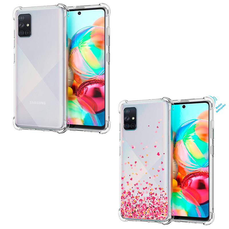 Capa Case Corações Anti Shock Galaxy A71 + Capa Antishock Transparente