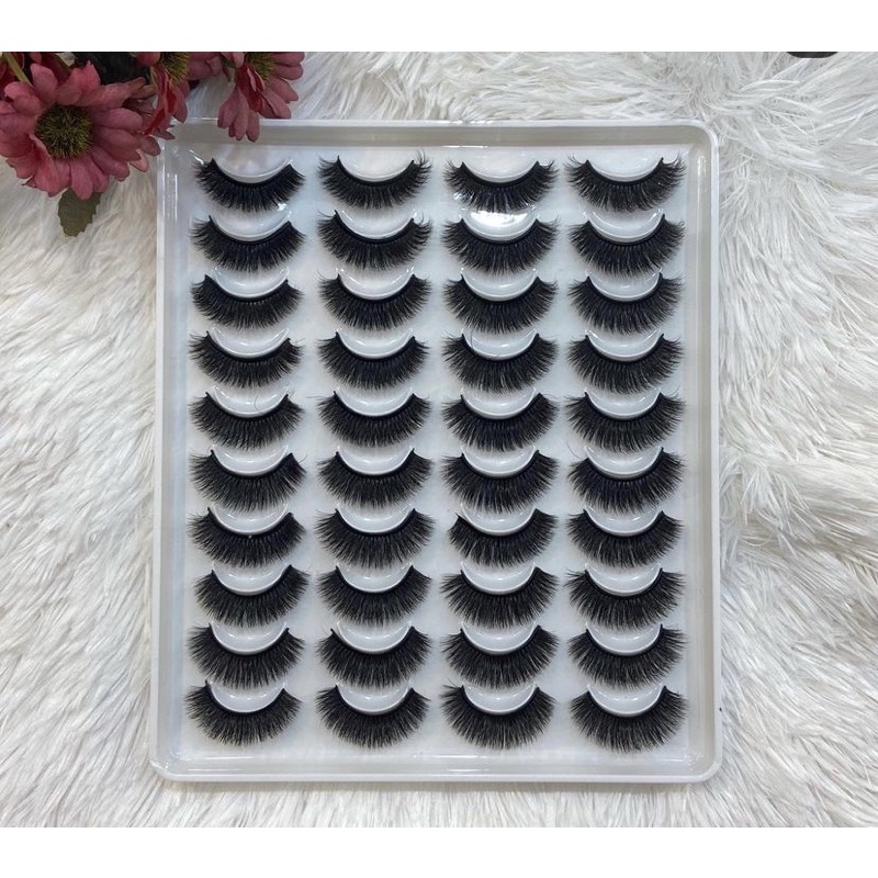 Cartela com 20 pares de cílios posticos - H52 em Oferta na Shopee