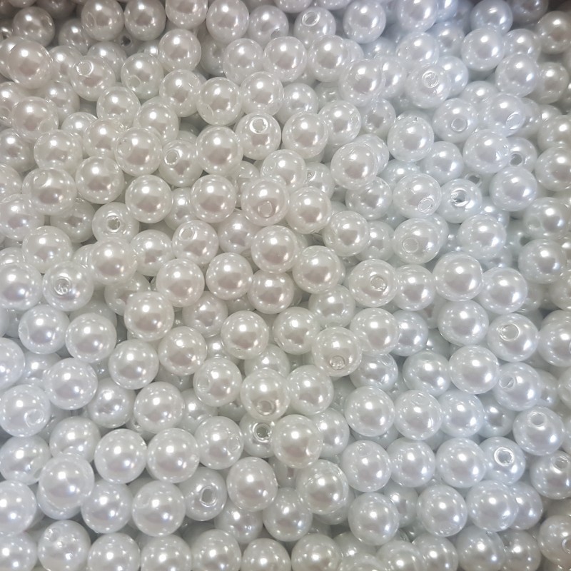 300aprox. Perolas Branca 6mm, com furo Perolas falsas para Artesanato decoração em Oferta na Shopee