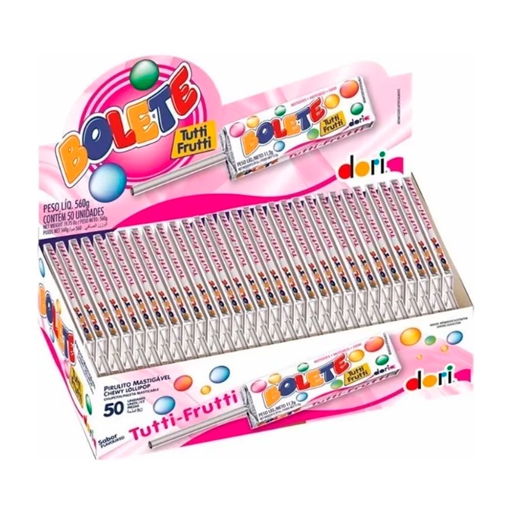 Pirulito Mastigável Bolete c/50 - Dori ideal para festa infantil e aniversário