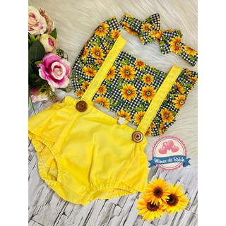 Jardineira Body Romper Bebe Bunda Rica Com Tiara Roupa Bebe Varias Estampas Shopee Brasil