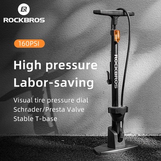 ROCKBROS Bomba De Bicicleta De Alta Pressão 160Psi Schrader Presta Válvula Barômetro De Ciclismo Acessórios Para Inflador De Carros