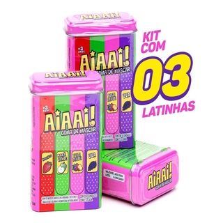 Kit 3x Latas - Goma De Mascar Aiaai Em Latinha 5 Sabores