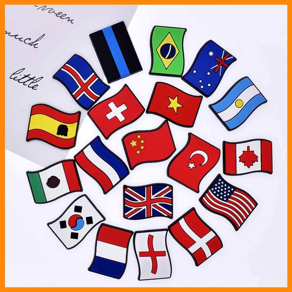 Encantos De Sapato Para Decoração De Tamanco Botão De Alfinetes De Bandeira Nacional