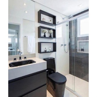 Nicho Organizador Retangular 50x20x10cm Kit 3 Peças Em Mdf Branco ou Preto Banheiro, Quarto, sala, cozinha com Suporte em Oferta na Shopee