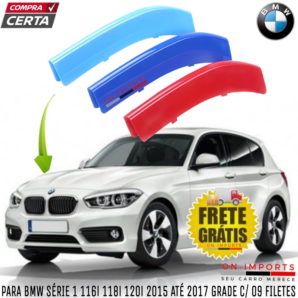 CAPA DA GRADE MOTORSPORT BMW SÉRIE 1 116i, 118i, 120i 2015/2017 APLIQUE ALETA FILETE