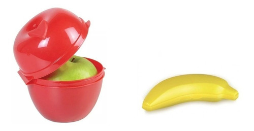 Kit 1 Porta Mix Maça + 1 Para Banana Dieta Lanche Fitness