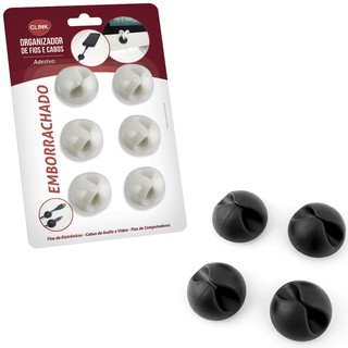 Kit 6 Peças Organizador de Cabos Adesivo 2,9 x 2,9 x 1,5 cm CK4234 Clink