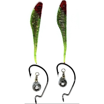 kit tucunaré 2 iscas 2 anzóis off set 2 Dow shot anti enrosco pode tampa em qual quer lugar que não agarra .