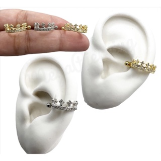 Piering conch Orelha Coroa Zircônia Aço Cirurgico Dourado Prateado em Oferta na Shopee