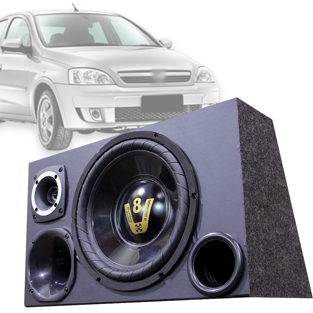 Caixa Trio Som Automotivo Trio Completa Subwoofer Gm Corsa em Oferta na Shopee