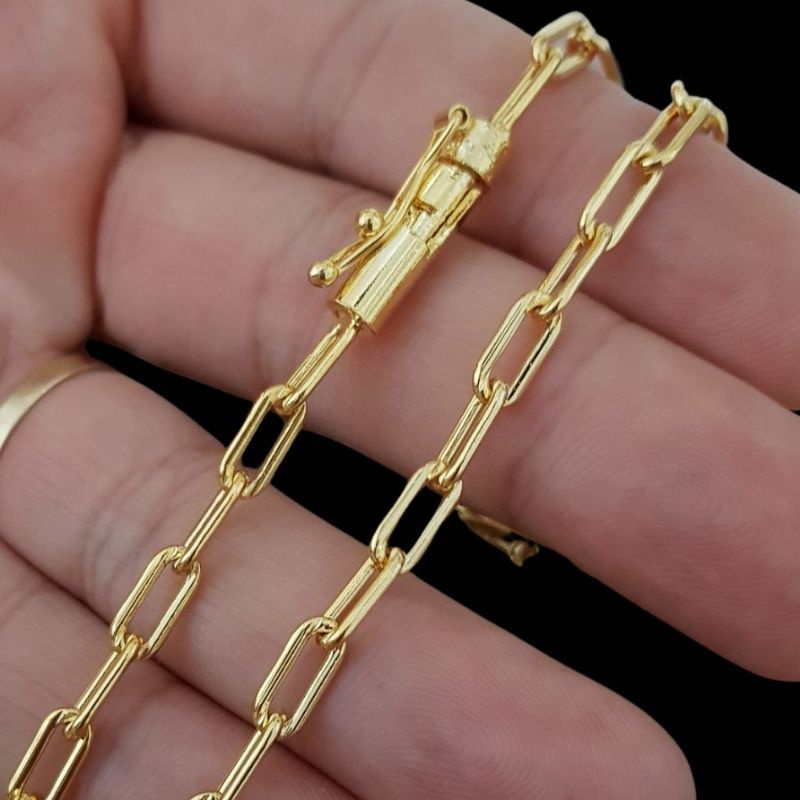 Cordão Corrente Cadeado Cartier Masculino Banhado  em ouro aço Inoxidável 18k60 cm 30mm