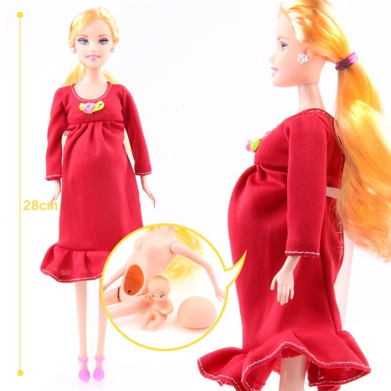 Boneca Família Feliz/Mãe Grávida Com Bebê No Barriga/Brinquedo Barbie Style