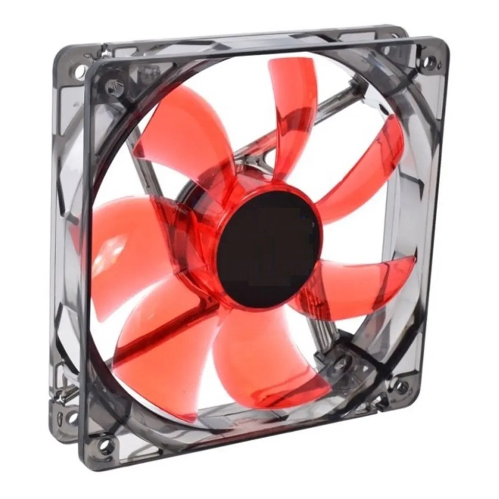 Microventilador Gabinete 120mm 12v Cristal Vermelho LED Sleeve Bearing 120x25mm 1700 RPM