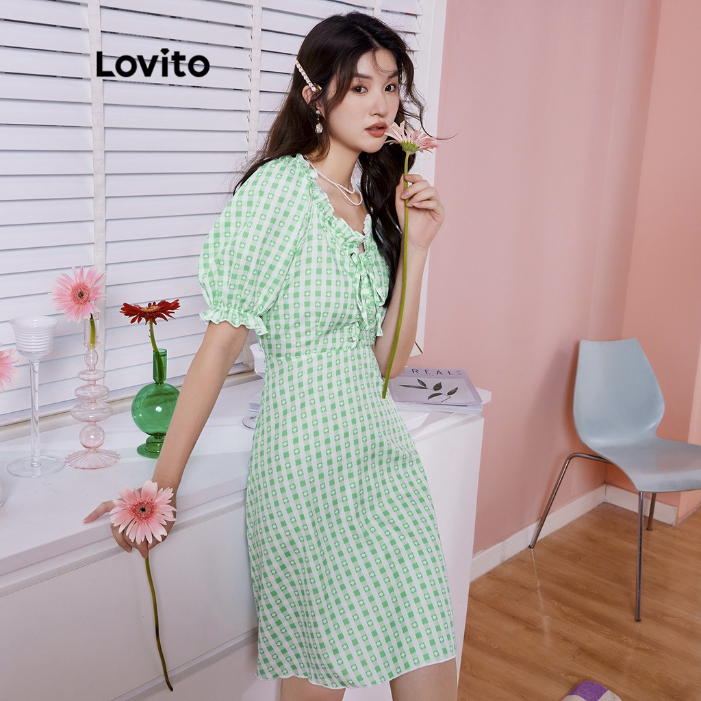 Lovito Exclusive Vestido De Dopamine Girls Casual Tartan Com