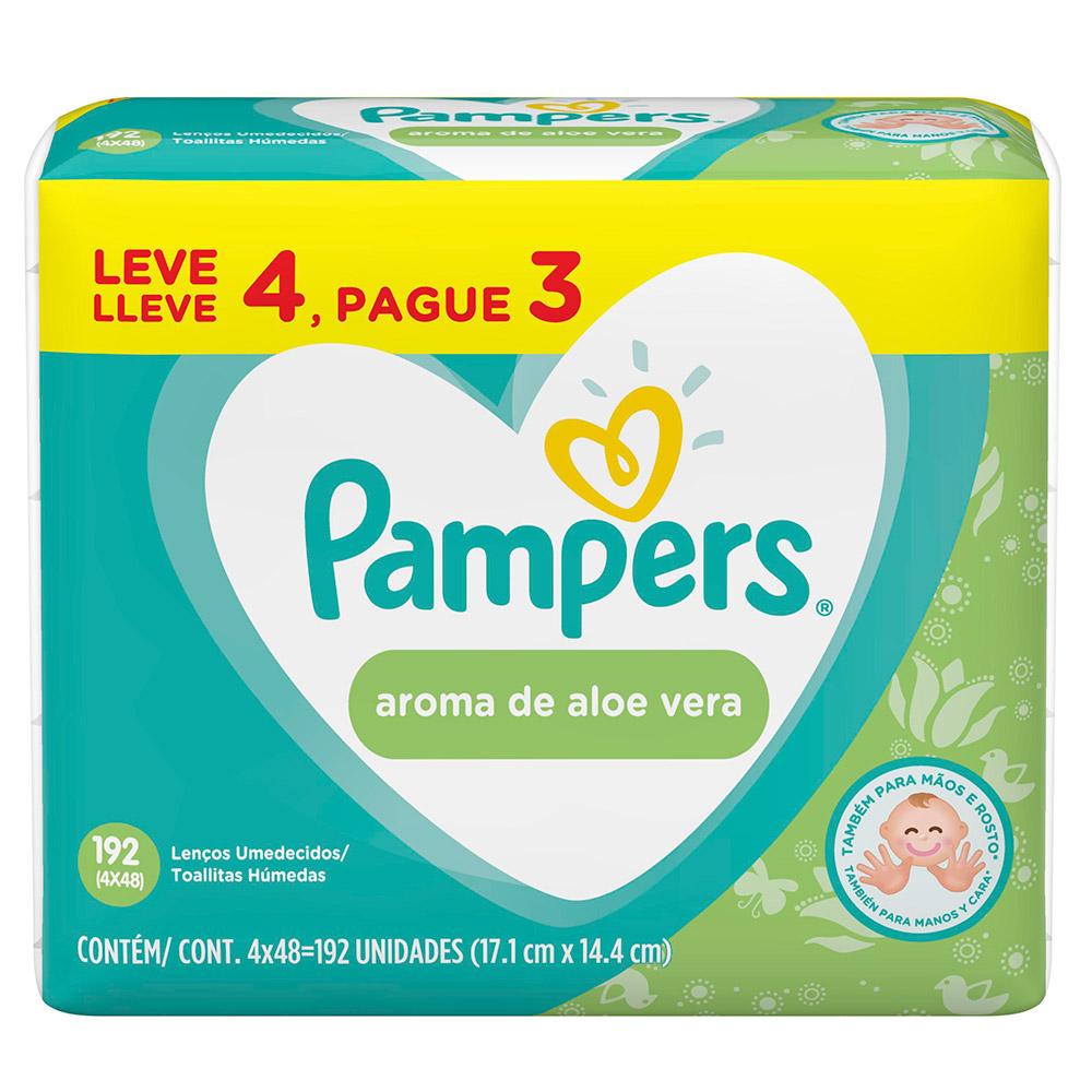 Lenços Umedecidos Pampers Aroma de Aloe Vera 192 Unidades em Oferta na Shopee