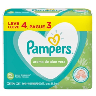 Lenços Umedecidos Pampers Aroma de Aloe Vera 192 Unidades em Oferta na Shopee