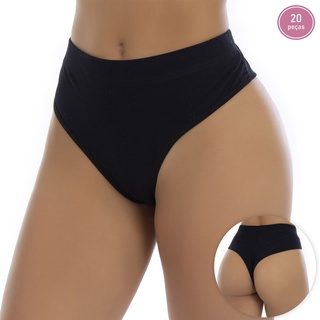 Kit 20 Tangas Fio Duplo Cintura Alta Algodão