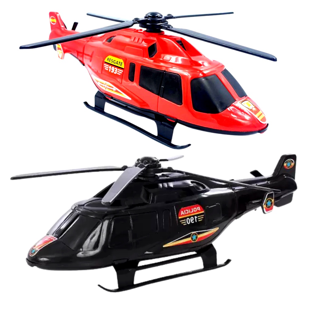 Kit 2 Helicópteros Grande Polícia Resgate Bombeiro Brinquedo Infantil Helicoptero em Oferta na Shopee