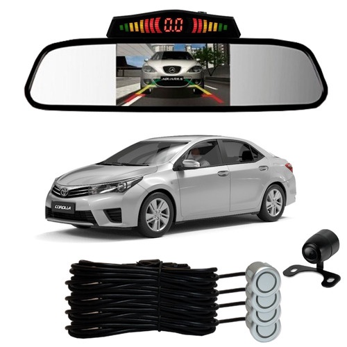 Sensor De Ré + Espelho Camera Ré Toyota Corolla Prata